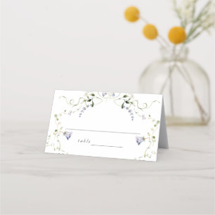 Wildflower Blue Watercolor Elegant Wedding Place Card