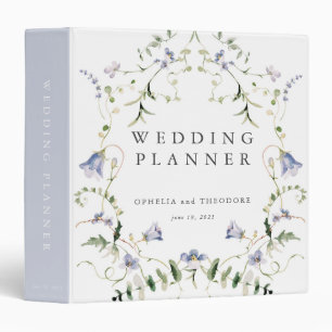 Wildflower Blue Watercolor Elegant Wedding Planner 3 Ring Binder