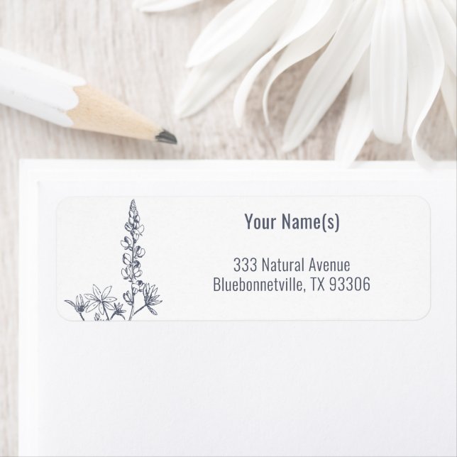 Wildflower Bluebonnet Floral Return Address Label (Insitu)