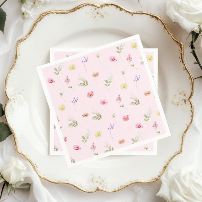 Wildflower Blush pink Baby in bloom Baby Shower Napkins (Creator Uploaded)