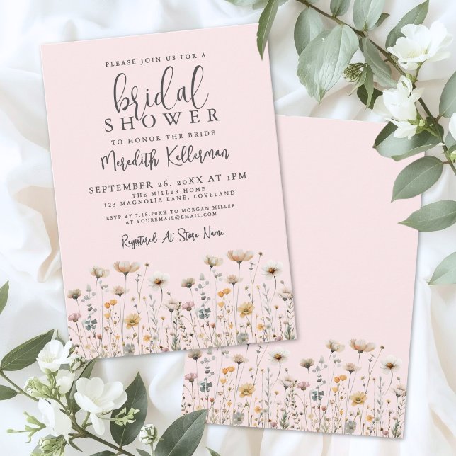Wildflower Blush Pink Bridal Shower Invitation (Wildflower Blush Pink Bridal Shower Invitation)