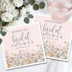 Wildflower Blush Pink Bridal Shower Napkins