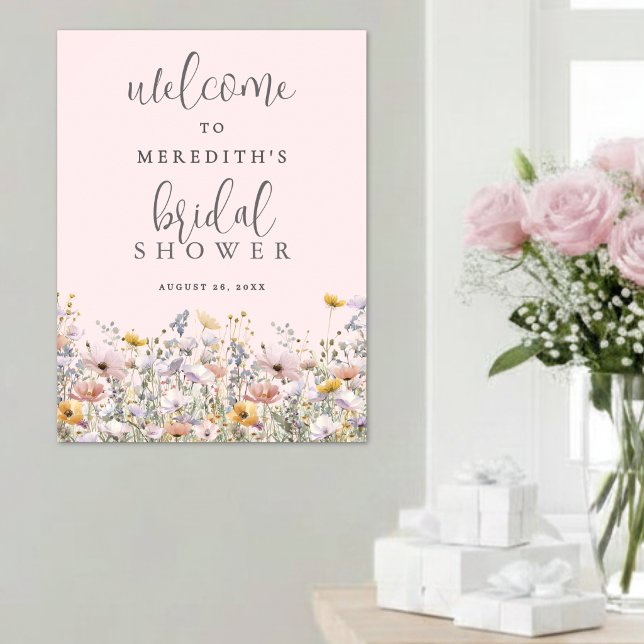 Wildflower Blush Pink Bridal Shower Poster (Wildflower Blush Pink Bridal Shower Poster )