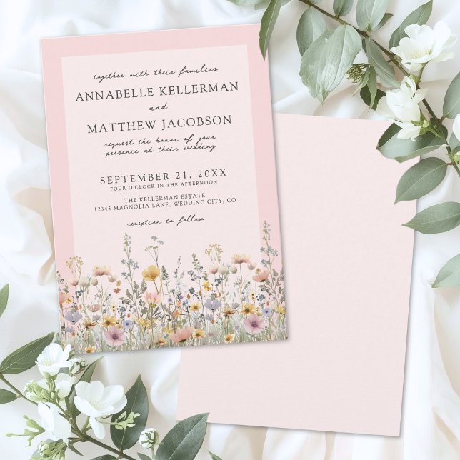 Wildflower Blush Pink Floral Wedding Invitation (Wildflower Blush Pink Floral Wedding Invitation)