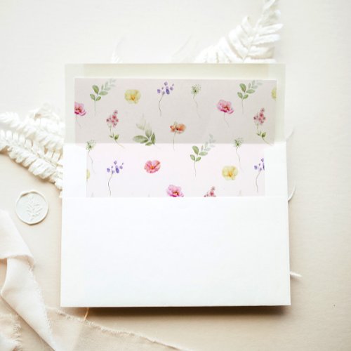 Wildflower Blush pink Graduation Envelope Liner