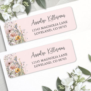 Wildflower Blush Pink Return Address Label