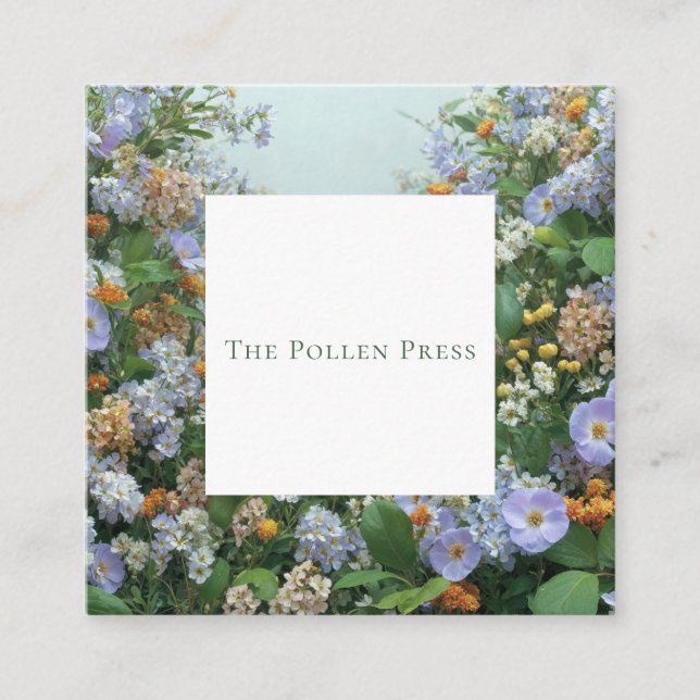 Wildflower Bohemian Square Frame Rustic Floral Business Card (Front)