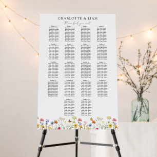 Wildflower Boho 18 Table Wedding Seating Chart Foam Board