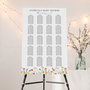 Wildflower Boho 20 Table Baby Shower Seating Chart Foam Board