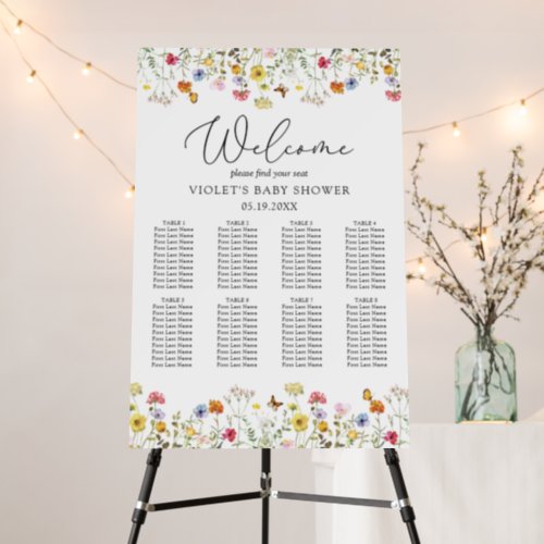Wildflower Boho 8 Table Baby Shower Seating Chart Foam Board