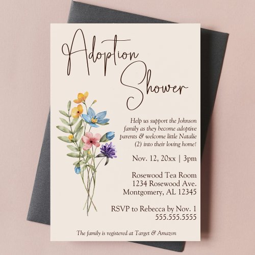 Wildflower Boho Adoptive BabyChild Shower Invitation