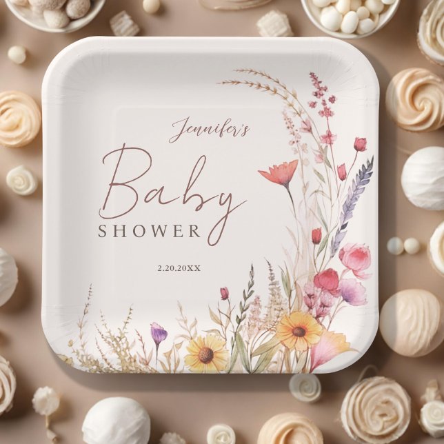 Wildflower Boho Baby Baby Shower Paper Plates (Creator Uploaded)
