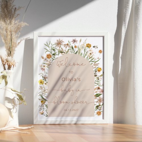 Wildflower Boho Baby in Bloom Baby Shower Poster