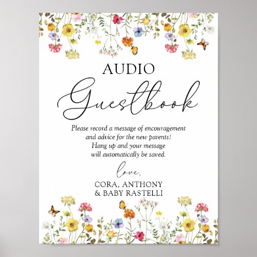 Wildflower Boho Baby Shower Audio Guestbook Sign