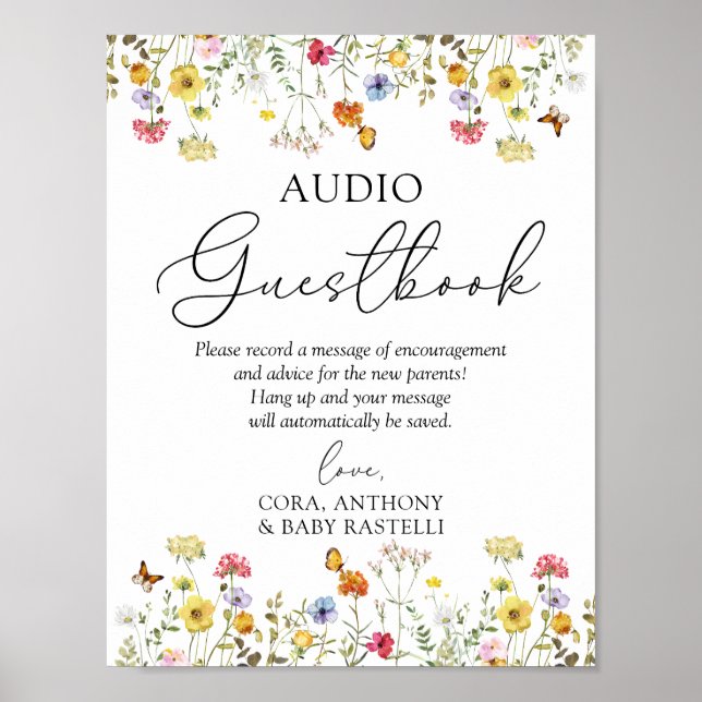 Wildflower Boho Baby Shower Audio Guestbook Sign (Front)
