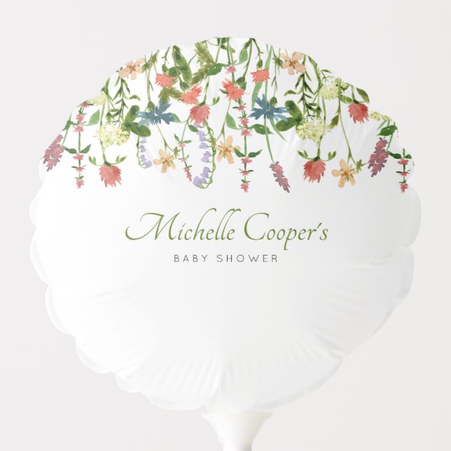 Wildflower Boho Baby Shower Balloon (Front)