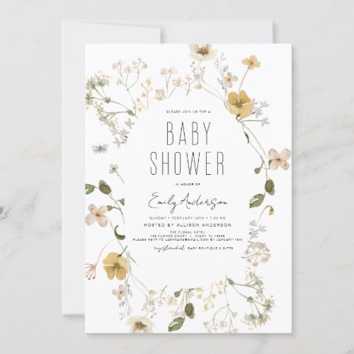 Wildflower Boho Baby Shower Elegant Modern Invitation