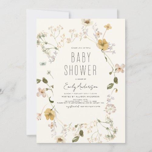 Wildflower Boho Baby Shower Elegant Modern Invitation