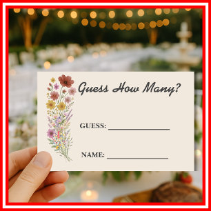 Wildflower Boho Baby Shower GUESS HOW MANY Enclosure Card
