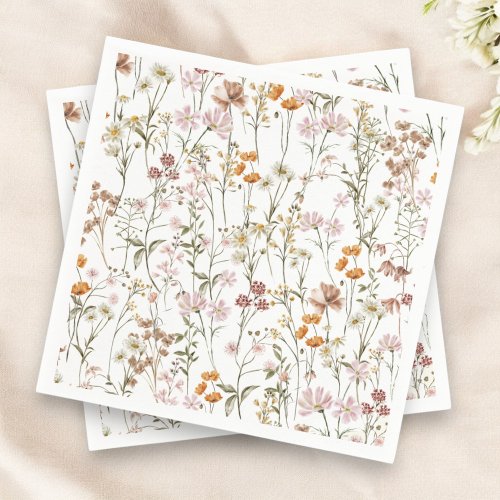 Wildflower Boho Baby Shower in Bloom Garden Napkins by Pretty Girly Designs