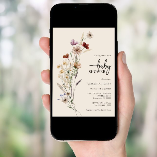 Wildflower Boho Baby Shower Invitation (Front Digital)