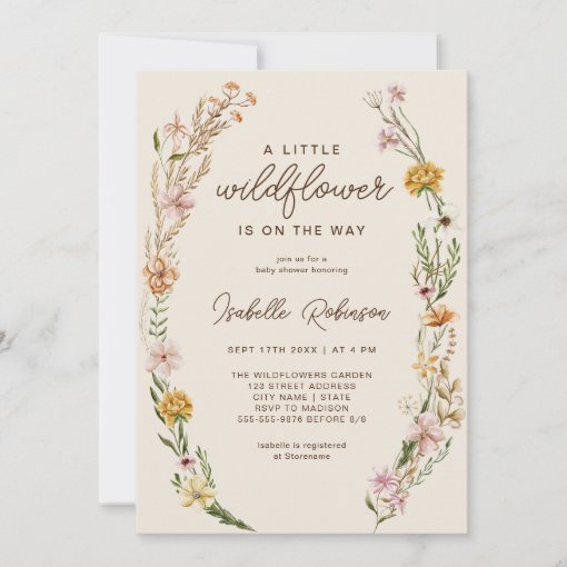 Wildflower Boho Baby Shower Invitation | Zazzle