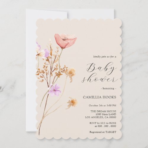 Wildflower Boho Baby Shower Invitation