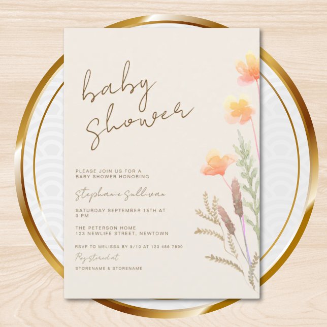 Wildflower Boho Baby Shower Invitation (Creator Uploaded)