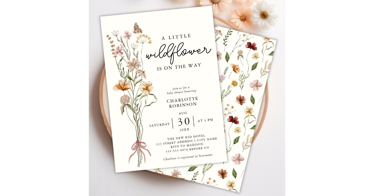 Wildflower Boho Baby Shower Invitation | Zazzle