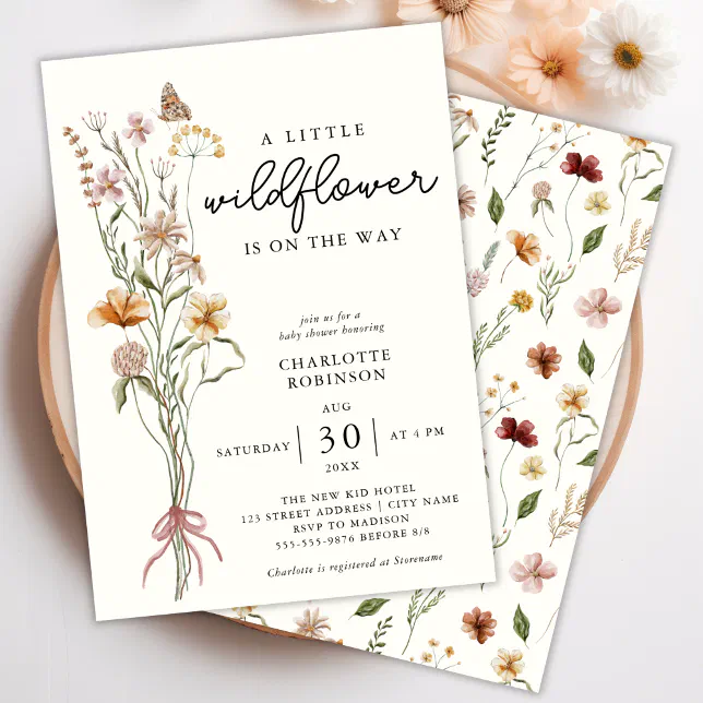 Wildflower Boho Baby Shower Invitation | Zazzle