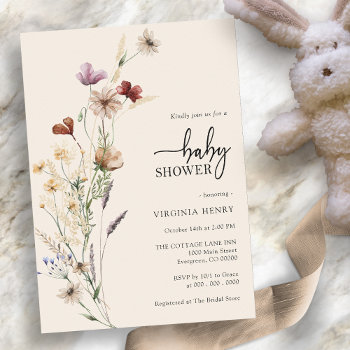 Wildflower Boho Baby Shower Invitation by The_Painted_Paperie at Zazzle