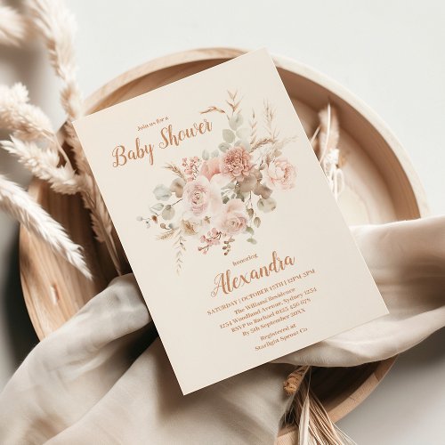 Wildflower Boho Baby Shower Invitation