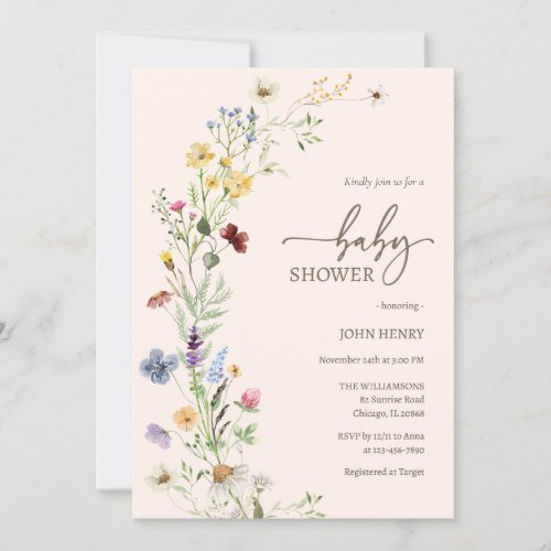 Wildflower Boho Baby Shower Invitation