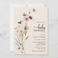 Wildflower Boho Baby Shower Invitation