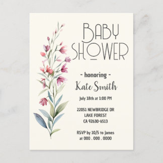 Wildflower Boho Baby Shower Invitation Postcard