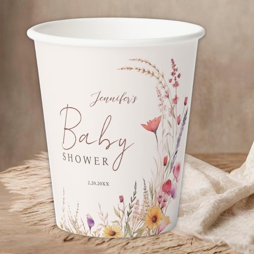 Wildflower Boho Baby Shower Paper Cups