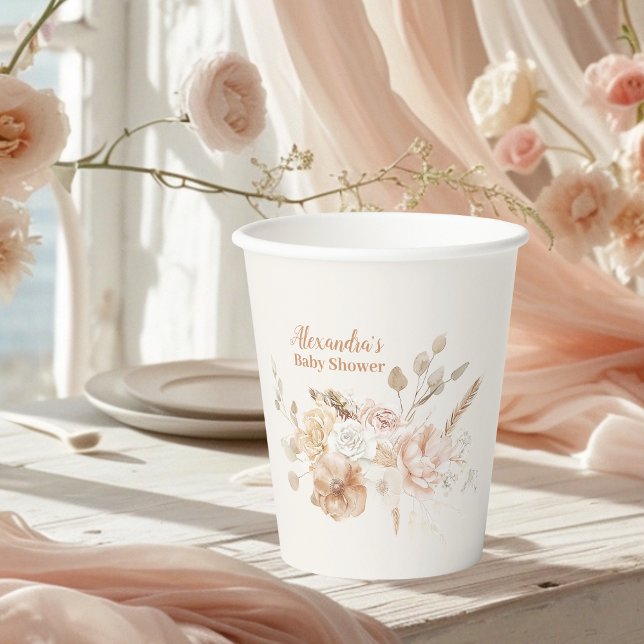 Wildflower Boho Baby Shower Paper Cups (Creator Uploaded)