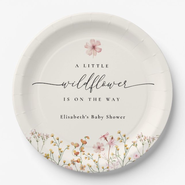 Wildflower Boho Baby Shower Paper Plates (Front)