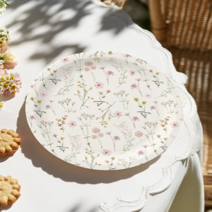 Wildflower Boho Baby Shower Paper Plates