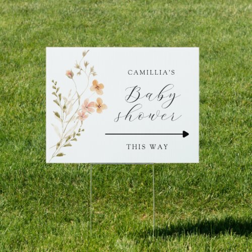 Wildflower Boho Baby Shower Sign Yard Sign
