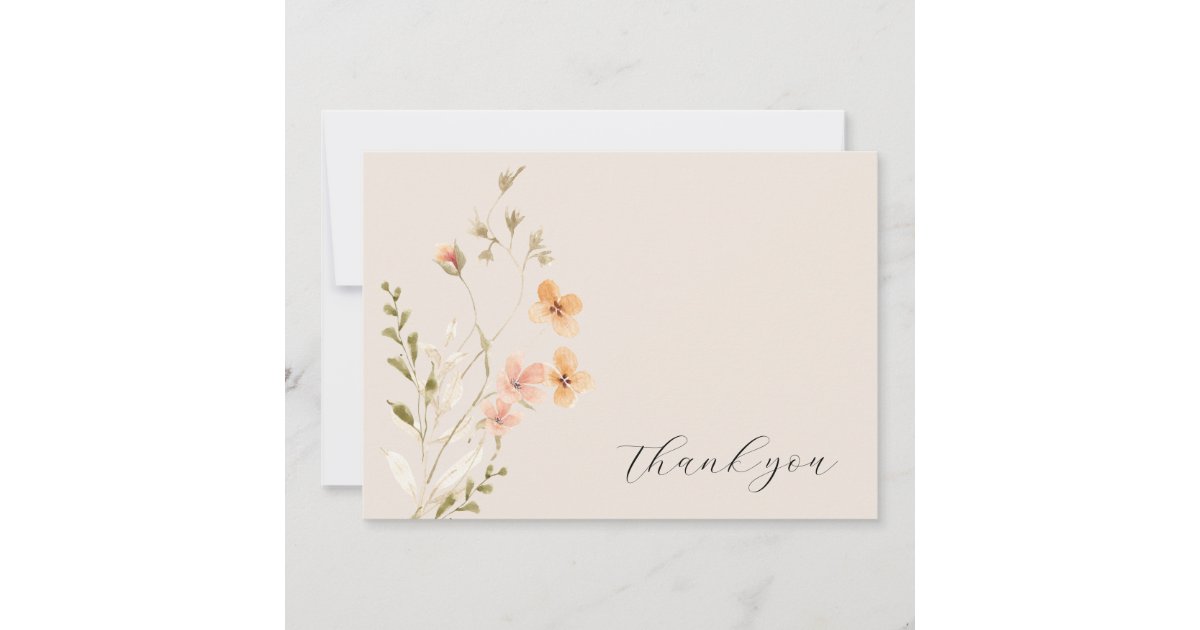 Wildflower Boho Baby Shower Thank You Card | Zazzle
