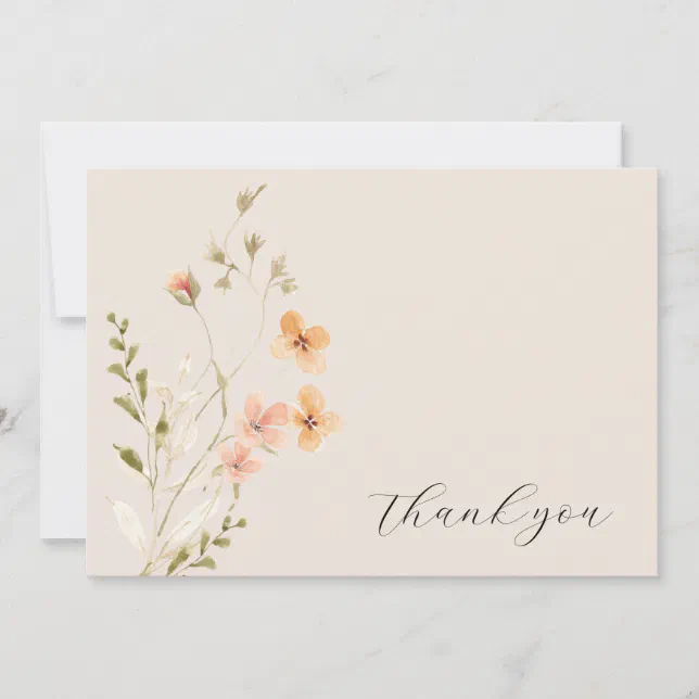 Wildflower Boho Baby Shower Thank You Card | Zazzle
