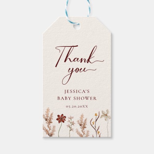 Wildflower Boho Baby Shower Thank You Gift Tags