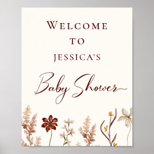 Wildflower Boho Baby Shower Welcome Poster