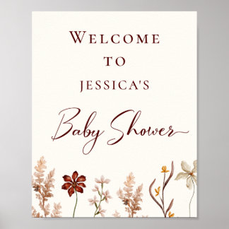 Wildflower Boho Baby Shower Welcome Poster
