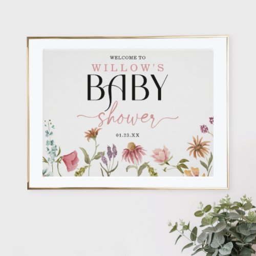 Wildflower Boho Baby Shower Welcome Sign