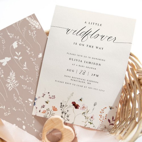 Wildflower Boho Baby Shower Woodsy Elegant Invitation