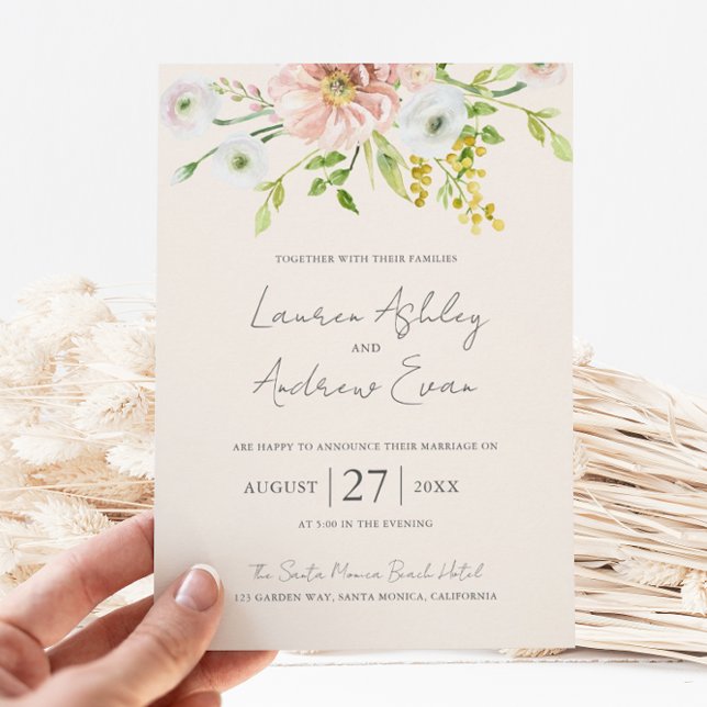 Wildflower Boho Beige Botanical Wedding Invitation (Creator Uploaded)