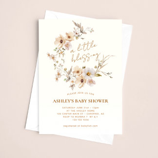 Wildflower Boho Blessings Baby Shower Invitation
