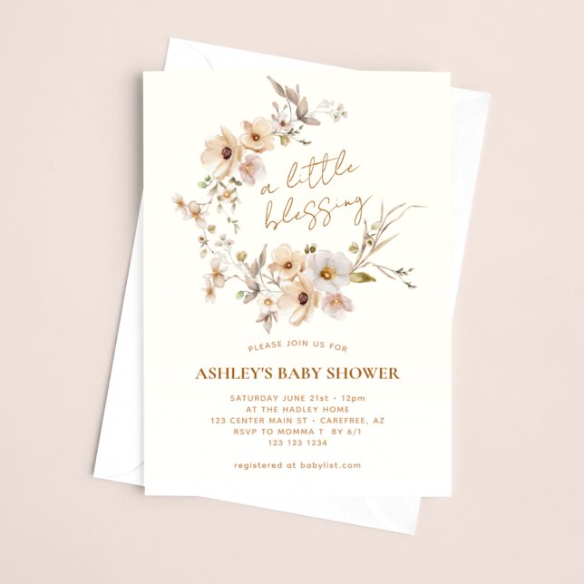 Wildflower Boho Blessings Baby Shower Invitation (Creator Uploaded)
